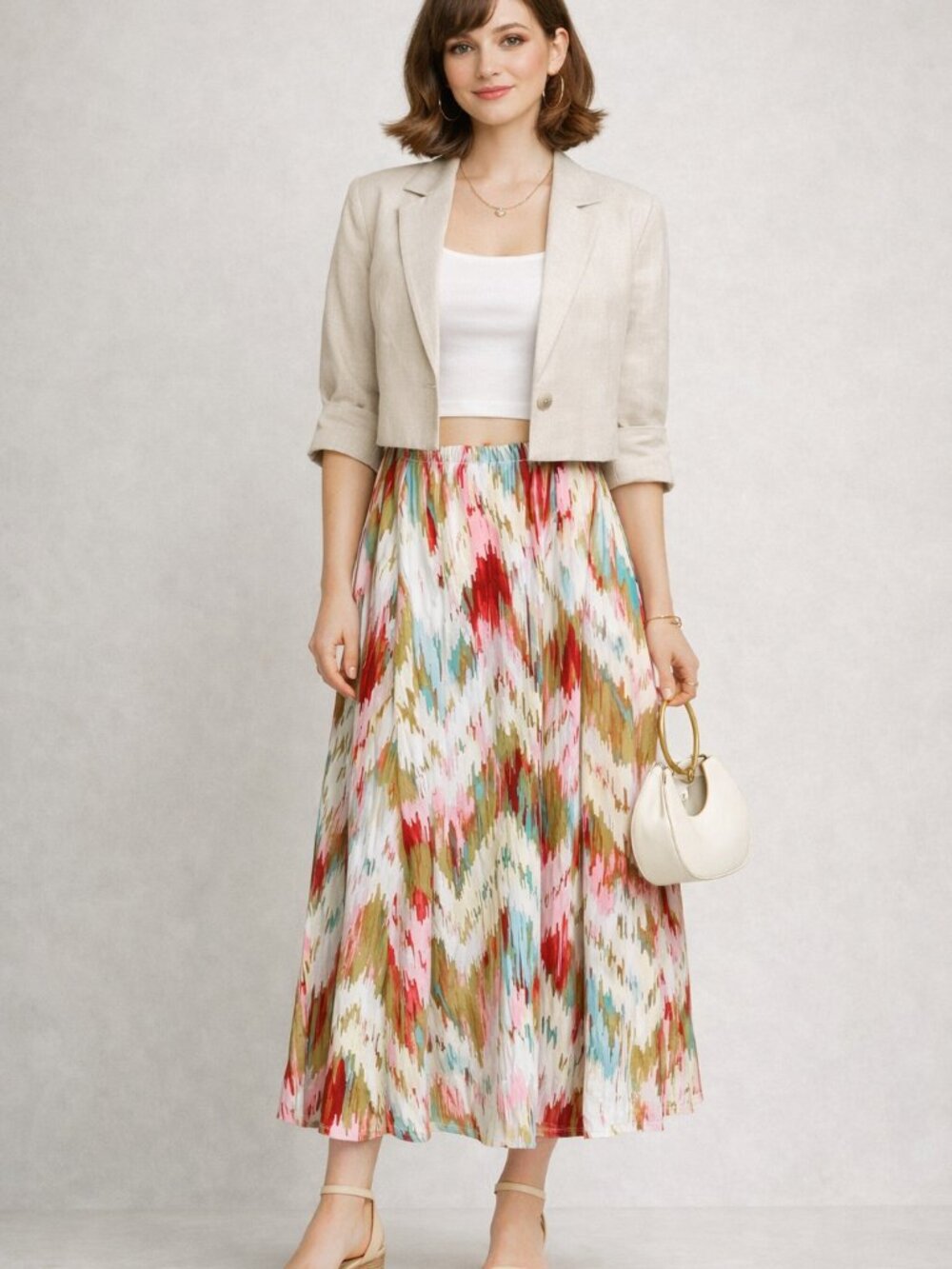 LuLaRoe  Colorful Abstract MIDI Skirt  Size Small